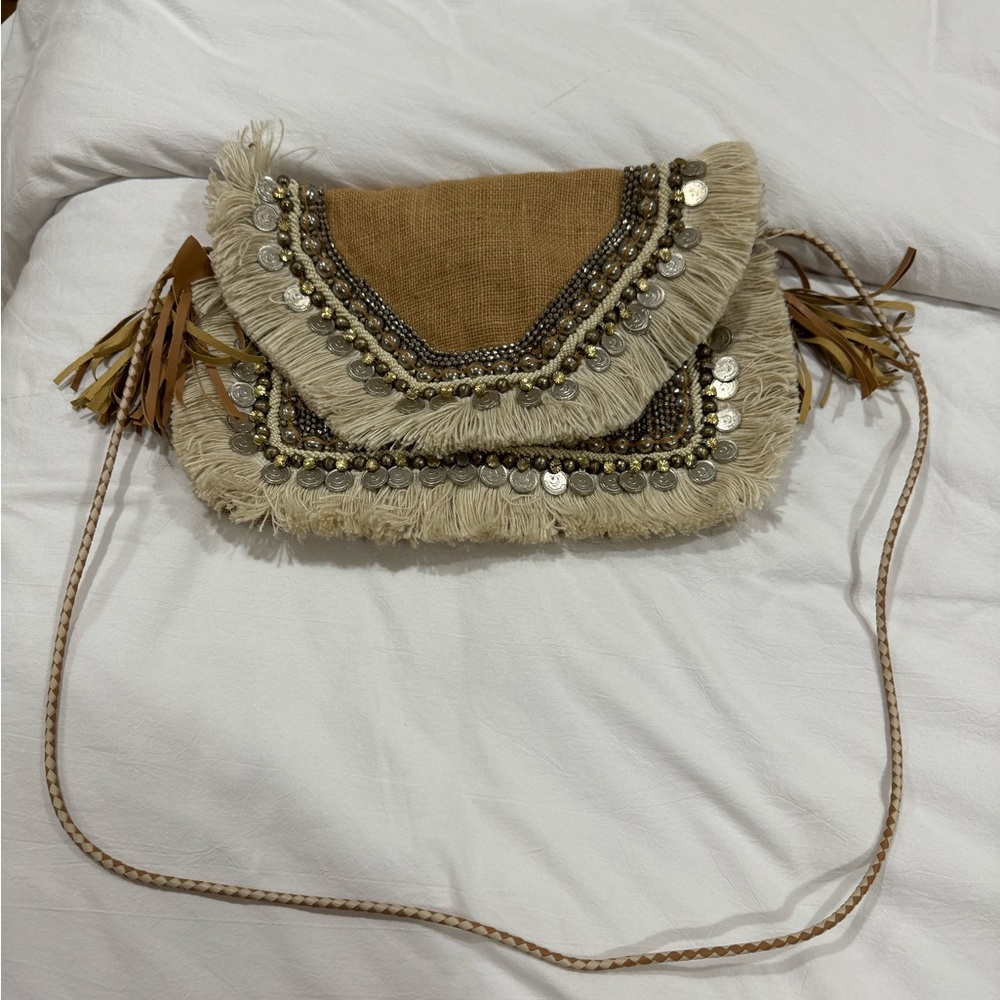 Revolve gold shimmer purse